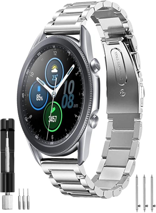 SPGUARD Bracelet Compatible with Galaxy Watch 3 Strap 45 mm, Stainless Steel Metal Replacement Strap for Samsung Galaxy Watch 3 45 mm